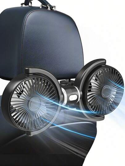 1 st bilstolsfläkt, 360 graders roterbar baksätesfläkt med dubbla huvuden, bärbar fläkt för baksätet. 3-hastighets justerbar fläkt för att förbättra luftcirkulationen och ge kyla för passagerare eller husdjur i varje hörn av bilen. Lätt att använda och installera, kan säkert monteras på bilstolar, tar lite plats. Lämplig för de flesta sedaner, stadsjeepar, lastbilar, husbilar, terränghjulingar, etc. Bra present till bilägare.