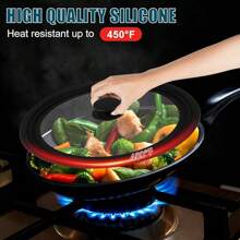 2 pièces Couvercle universel pour casseroles, poêles et poêles, couvercle de casserole avec rebord en silicone résistant à la chaleur et verre trempé, convient aux casseroles et poêles de 6 ", 7 ", 8 ", 9,5 ", 10,5 ", 11 " de diamètre