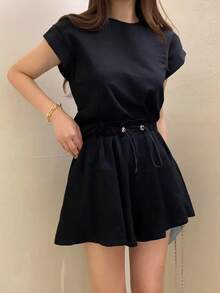 2025 Spring/Autumn Casual Comfortable Long Sleeve Pullover Top - Black - View 2