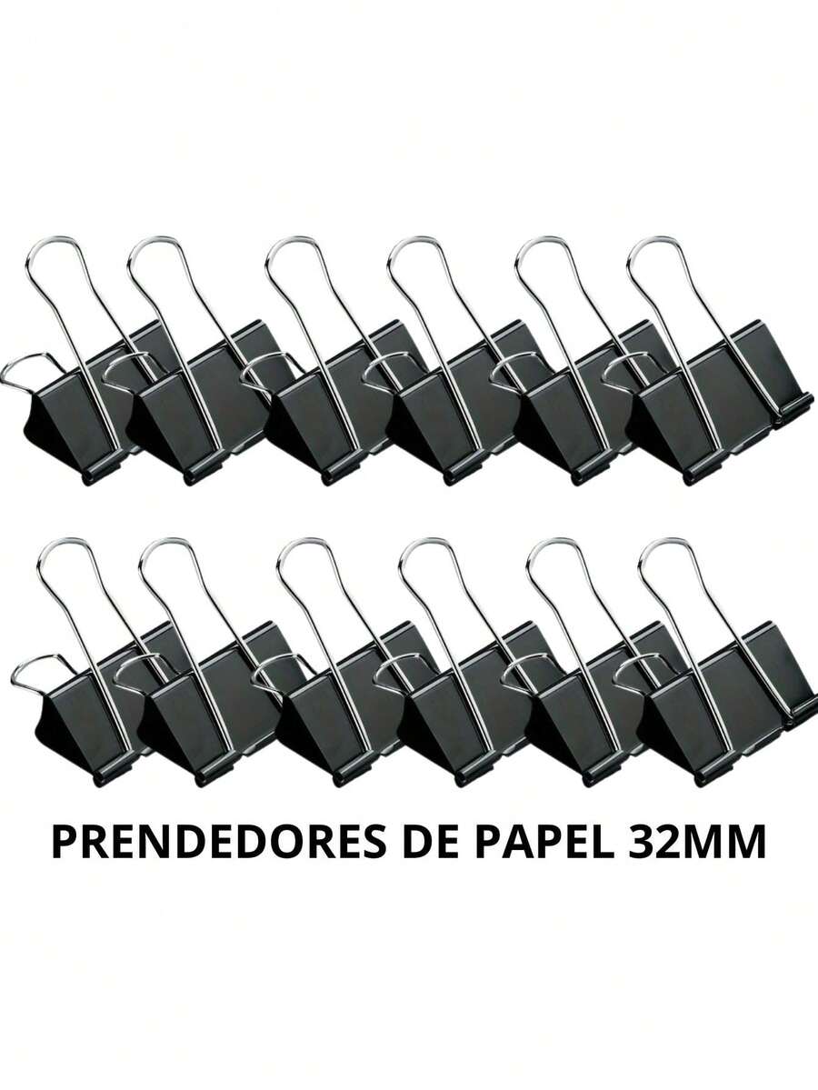 Set Of 48 Paper Clips Clamps Colorful Clips Office School Kit 25mm/32mm/41mm - Black - 32mm (12 Units) - View 1