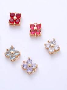 1 pieza/5 piezas Colgante de flor de trébol de cristal de circonia cúbica microincrusted, hecho a mano para hacer pulseras y joyas DIY, de aproximadamente 7,7 * 10 mm incluyendo el anillo, elegante kit de accesorios de colgante de cuentas portátil DIY