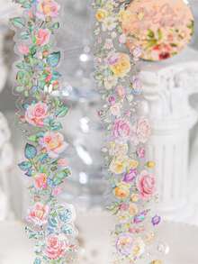 CANDY POETRY 1 Rolle 1 Meter Dekorative Blumen-Makrelebanding, Vintage kreativ ästhetisch, DIY Dekorative Scrapbooking Bastelmatrialien, Geschenk für Feiertage, personalisiertes Scrapbooking Schulstationery, Schulmaterial