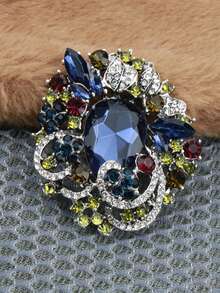 Bohemian Crystal Luxury Classic Elegant All-Match Large Glass Rhinestone Brooch Jewelry - Pink - View 7