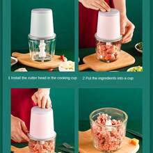 1pc Electric Garlic Chopper, Portable VeggieChopper , Garlic Press 600ML, Garlic GrinderMasher Onion Chopper, Blender To Vegetable,Cordless Food Processor For Ginger, Chili, FruitMeat, Spices, Beans, - Pink - View 1