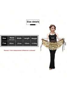 Arabian-Inspired Belly Dance Waist Belt - 288-Coins 5-Layer Copper Gong Wrap For Performances & Carnival Events - Multicolor - View 11