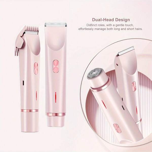 2-in-1 elektrisch scheerapparaat voor vrouwen, elektrische haartrimmer voor vrouwen, elektrische bikinilijntrimmer voor vrouwen, voor gezicht, armen, benen en lichaam, ideaal nieuwjaarscadeau, batterijcapaciteit: 400 mAh