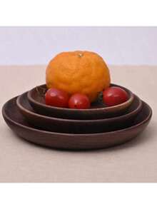 Black Walnut Round Tray, Black Walnut Round Dish, Fruit Snack Dessert Tray, Steak Plate, Black Walnut Fruit Cake Wood Plate, Handcrafted All-Wood Carved And Hand-Sanded - Multicolor - View 2