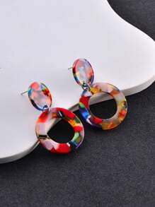 1 Pair Acrylic Shiny Hoop Earrings, Fashion Jewelry For Women, Suitable For Parties And Evening Wear