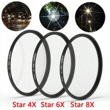 KnightX KnightX 3in1 Star Effect Lens Filter Optical Glass, Starburst 4X/6X/8X, Compatible With Canon Nikon DSLR Cameras, 49mm 52mm 55mm 58mm 67mm 77mm Sizes Photography Accessories
