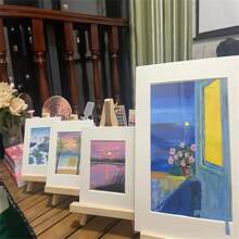 4 pachete, 1 șevalet + 1 planșă de desen + 1 paletă + 1 pensule, set de 4 piese, șevalete artistice din lemn pentru pictură și meșteșuguri, suport trepied reglabil, afișaj portabil de masă pentru artă, pânză, fotografii și semne