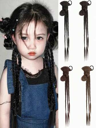 18-Inch Synthetic Hair Extensions Braids, Y2K Style Bowknot Ponytail Braids