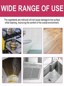 1pc Multipurpose Kitchen Cleaner, Effectively Removes Heavy Grease And Oil Stains On Kitchen Tiles, Stove Hoods, And Cookware - Pink - View 6