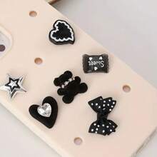 10 pièces Charms de chaussures de dessin animé série noire pour femmes, décoration pour sabots et sandales, accessoires de DIY pour chaussures