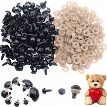 50 Stück 5mm-24mm Kunststoffaugen mit Unterlegscheiben, Bastelaugen für Amigurumi, Stofftiere, Häkelprojekte, Teddybären, DIY schwarze Augen, Herstellungszubehör - Schwarz - Übersicht 3