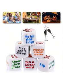 6 饮酒骰子掷骰子单人游戏，醉酒疯狂派对，家庭朋友聚会，成人礼物 - 彩色 - 查看 5