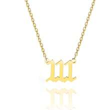 1 款女式天使数字项链数字 000-999 金色不锈钢数字吊坠 - 金色 - 查看 20