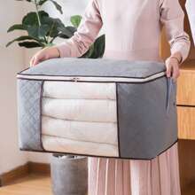 1 Stück extra große Aufbewahrungsbox aus Vliesstoff mit Reißverschluss - geräumig und tragbar, Mehrzweck-Organisationsbox für Kleidung, Spielzeug usw. - klassischer Stil Haushaltsorganisationslösung, Struktur mit Tragegriff