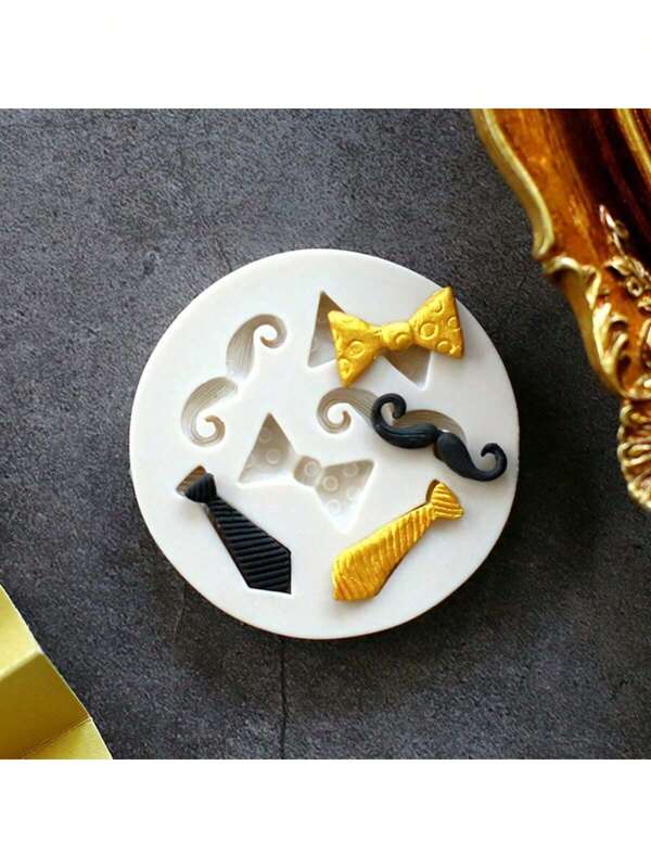 1pc/2pcs Moustache Tie Bow Tie Silicone Mold, Fondant Chocolate Cake Decorating Baking Mold, Birthday Cake Decorations, Baking Supplies