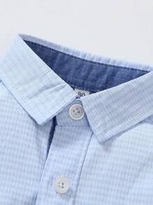 1 Stück hellblaues besticktes Dekoration Freizeithemd für Kleinkind/Kleinkind mit Langarm, modisches Hemd geeignet für Geburtstagsparty, Bankett, Taufe und Babytaufe, Frühling/Herbst