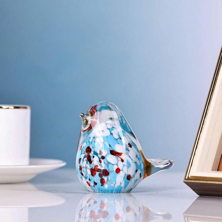 Glass Birds Figurine,Murano Glass Bird Decorations For The Home,Handmade Blown Glass Figurine Christmas,Birthday Gift Decorative Ornaments For Home,Glass Paperweight - Flower Blue - View 1