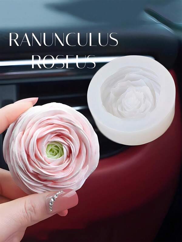 Moule de bougie en silicone parfumée en forme de fleurs de renoncule 3D. Moule de fleurs faites main, gypse, pierre expansée, savon, résine et artisanat en plâtre et résine pour décoration de tasse de bougie DIY