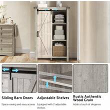 48'' Tall Farmhouse 5 Drawers Dressers For Sleeping Area, Vintage Dresser Closet With Sliding Barn Door, Bedroom Furniture Storage Cabinet And Organizer TV Stand For Living Space, Rustic Grey - Grey - View 5