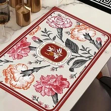 1/4/6/8/12 件亚麻复古印花可洗餐桌垫，室内/室外餐桌保护垫，适用于节日派对、厨房 - MCD090 - 查看 8