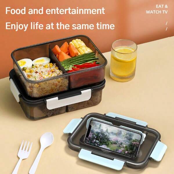 1 Stück große Capacity Fach Lunchbox | Material + 4-seitiger Frische-Verschluss | mikrowellen-/kühlschrankgeeignet | auslaufsicher tragbarer Mahlzeit-Behälter für Studenten