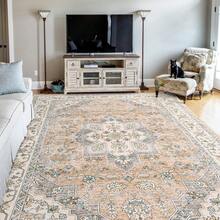 Homore Living Room Rug, Modern Machine Washable Vintage Area Rug Non-Slip Low Pile Large Rug For Living Room, Bedroom, Farmhouse, Dining Room Rugs For Living Room Faux Jute Area Rug Washable Modern Bedroom Rugs Large Non-Slip Farmhouse Floor Carpet For Dining Room Hallway Office Kitchen Entryway,Halloween - 米色 - 查看 2
