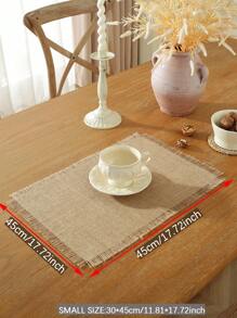 100% Linen Vintage Tassel Table Runner, Suitable For Coffee Tables, Cabinets, TV Stands, Dining Tables, Home Decor, Family Gatherings, Holidays, 1pc