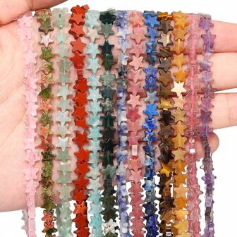 30 piezas de cuentas espaciadoras sueltas de 6 mm de alta calidad de formas de estrella de piedras preciosas naturales como amatista, cuarzo cristal y ojo de tigre para hacer joyas, pulseras, collares y aretes DIY hermosos como regalo para mujeres