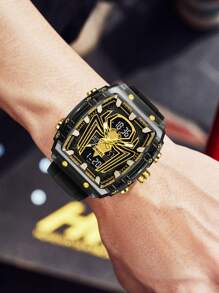 SMAEL SMAEL 1 Pc Double Display Digital Wristwatch Men's Fashion Square Case Silicone Band Military Sports Quartz Electronic Watch For Men