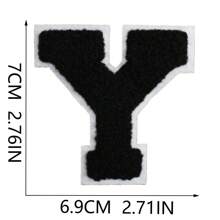 26 Remendos de Letras Termo-Aplicáveis, Letras em Chenille A-Z, Remendos Decorativos Bordados, Costuráveis Personalizados para Reparação de Roupas, Bonés, Camisas, Sapatos, Denim, Bolsas (Preto)