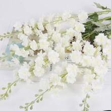 5PCS Delphinium Artificial Flowers For Outdoors, 34''Long Stem Faux Delphinium Flowers, Lifelike Real Touch Fake Flowers For Tall Vase Home Wedding Office Decor - 白色 - 查看 2