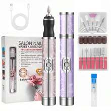 电动指甲磨甲器，USB充电电池供电，多功能美甲护理套装，便携式迷你指甲抛光器，指甲锉，指甲钻，美甲工具，美甲沙龙修甲修脚套装，20000转/分钟高速运转，无震动无噪音无过热，设计优雅 - 彩色 - 查看 1