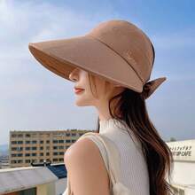 Women's Wide Brim Sun Hat, Breathable Sunshade Cap, Outdoor Cycling UV Protection Face Cover Design, Foldable Summer Sun Hat - Hat - View 6