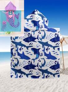 1 pieza Poncho de playa absorbente y grueso talla grande, 60*60cm, ropa de playa, decoración del hogar y del baño, vuelta al cole en verano