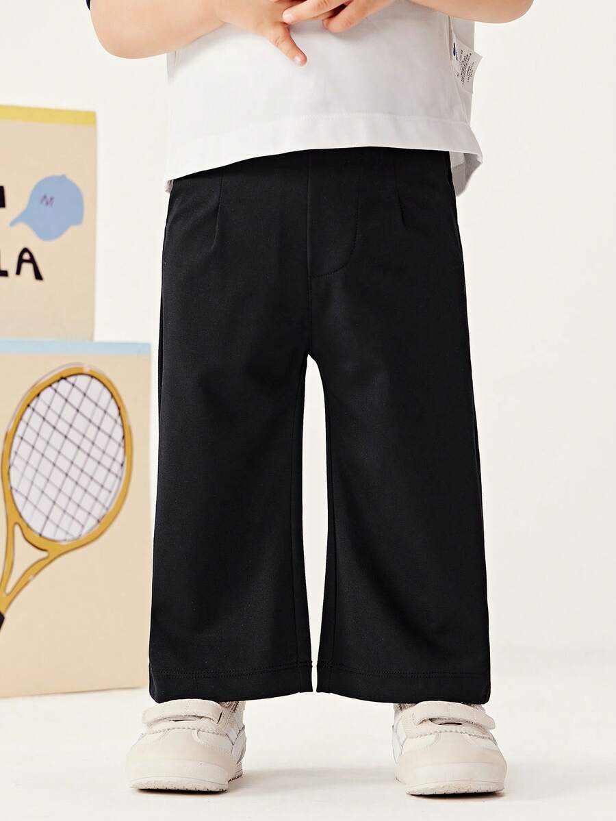 mini bala 女童宝宝凉爽感觉柔软贴身弹力轻便喇叭裤夏季 - 黑色 - 查看 1