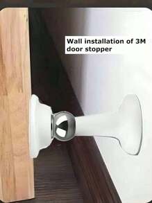 1Pc Strong Magnetic Door Stopper, Magnetic Door Stoppers For Bottom Of Door Magnetic Door Stop, Double-Sided Adhesive Tape,Decorative Matte Black Door Stopper, Noise Reduction Silicone Made, Easy Install No Drilling