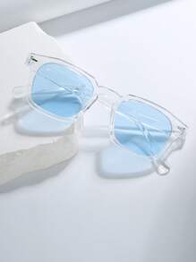 1 paire de lunettes mode carrées unisexes, monture transparente, lunettes de mode casual, convient pour les voyages à l'extérieur, la photographie de rue, les cadeaux, toutes les saisons pour les vacances à la plage, l'extérieur, les voyages