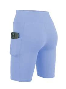 Women's Plus Size High Waist Tight Athletic Shorts, Slimming & Lifting Design, Pocketed Casual, Suitable For Cycling, Yoga, Fitness, Spring/Summer