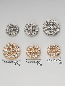 10pcs Shiny Metal Buttons 4 Hole Round Buttons Metal Buttons Inlaid With Artificial Rhinestones, Decorative Buttons For Crafts Arts & Crafts Supplies, Sewing Buttons For Clothing Sewing & Knitting Supplies - Multicolor - View 4