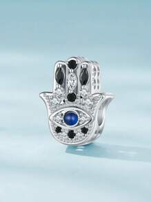 WOSTU 1pc 925 Sterling Silver Hand Pendant Blue Design Charm Bead Fit For Women Original Bracelet Fine Jewelry Gift