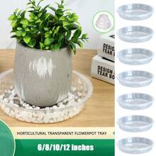 10pcs Garden Plant Saucer Plastic Clear Drip Tray Round Flower Pot Base Snack Container Desktop Trash Storage