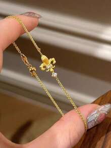 1pc French Iris Flower Micro Inlay Bracelet, Niche Design Luxury Retro Fashion Versatile Accessory For Women - Brushed Iris Bracelet - View 4