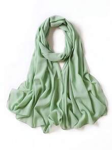 1pc Lightweight Chiffon Solid Color Scarf, Simple & Versatile Women Fashion Accessory Neck Wrap, Sun Protection Shawl For Dress - Multicolor - View 29