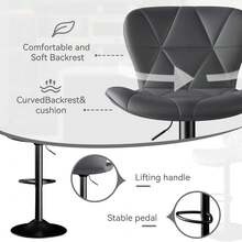 Bar Stools Set Of 1,Adjustable Swivel Barstools, Faux Leather Bar Chairs,Upholstered Counter Height With High Backrest For Kitchen Island - Dark Grey - View 7