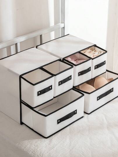 1pc Non-Woven Fabric Wardrobe Storage Box, Textile Drawers Organizer Box With 3 Drawers, Suitable For Storing Underwear, Socks, Bras, Small Items