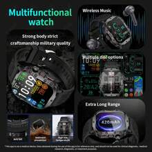 LIGE Smart Watch 1.96 Inch Large Screen 420 MAh Large Battery Super Long Battery Life Wireless Calls Voice Assistant 100+ Sports Modes Weather Sleep Monitoring Sedentary Reminder Remote Photo Taking Female Menstrual Cycle Reminder