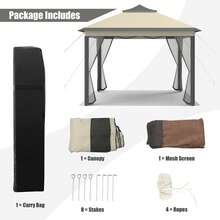 Lifezeal 11'x11' 2-Tier Pop-Up Gazebo Tent Portable Canopy Shelter Carry Bag Mesh Brown\Beige - Brown - View 10